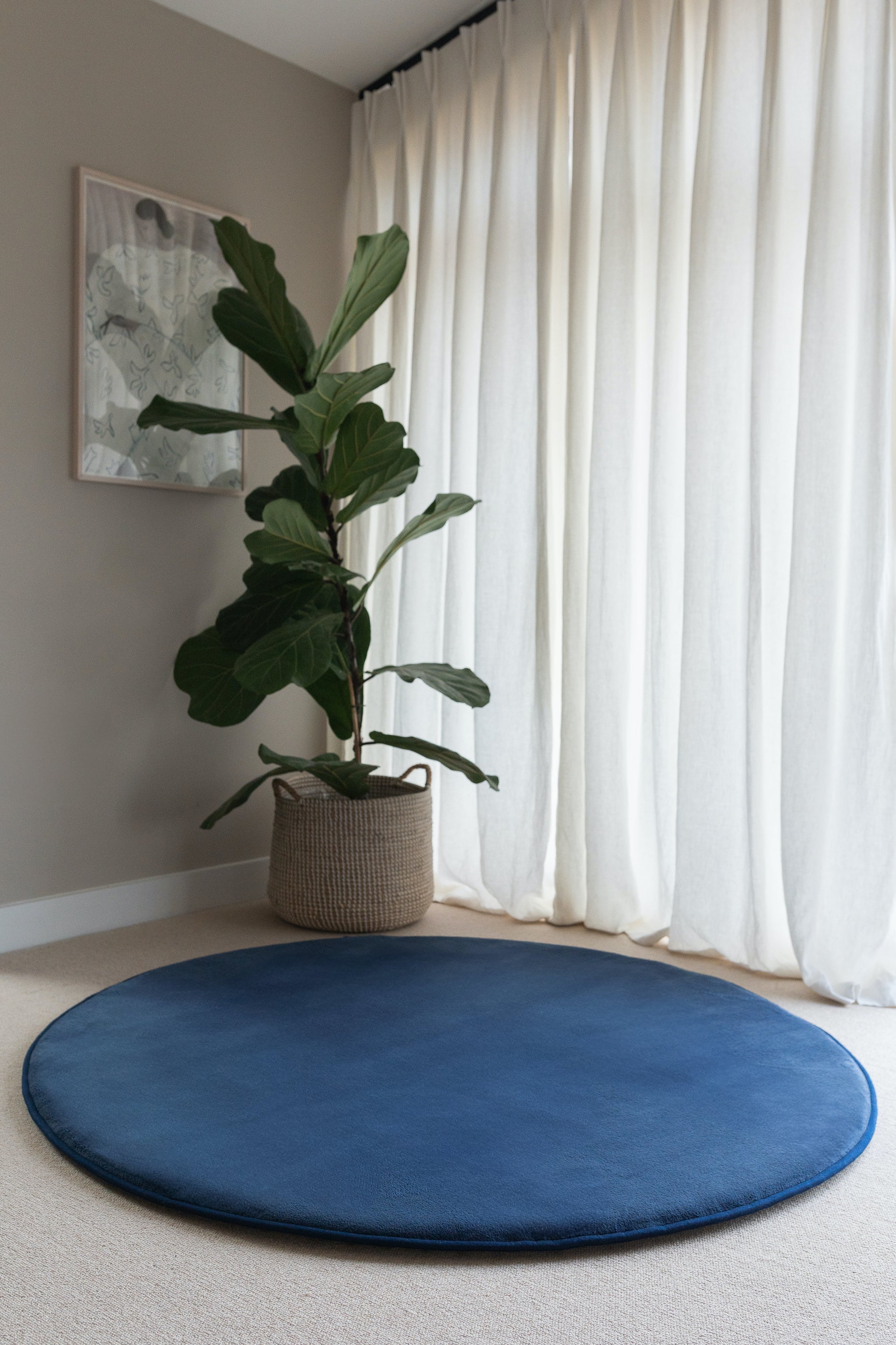 Navy Blue Round Baby Play Mat | Snug Rug by Momomi Japan